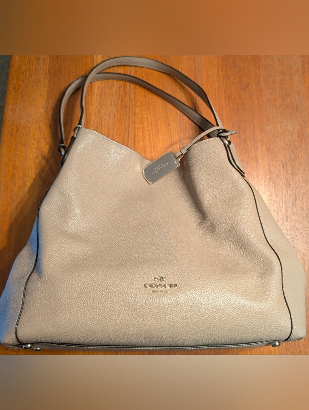 Coach Edie 31 Pebbled Leather Shoulder Bag in Stone